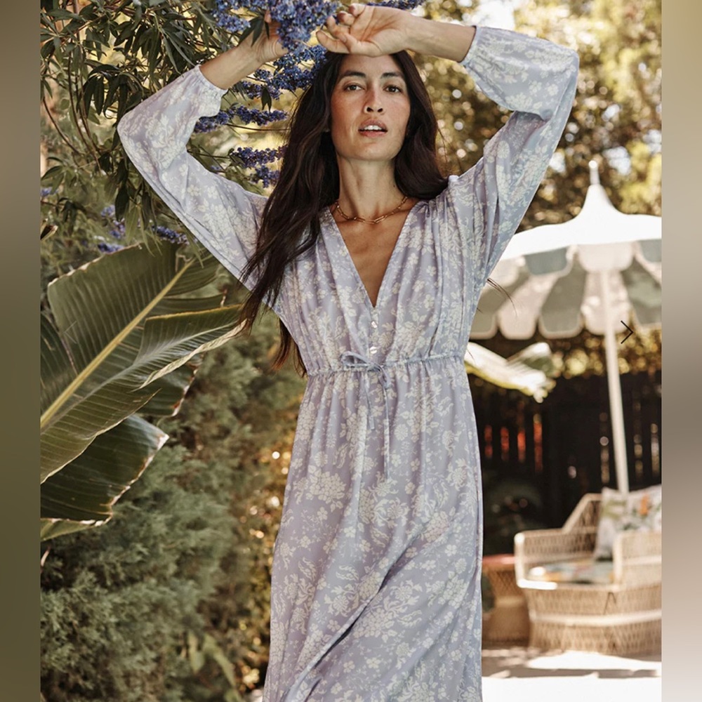 The Cinched Waist Caftan Dress - vintage floral in lavender